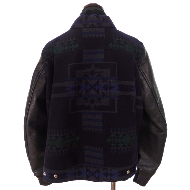 サカイ sacai luck 袖レザー ネイティブ柄 ジャケット ブルゾン 1