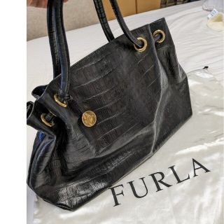 フルラ(Furla)のフルラ　トートバッグ(A4収納可)本革ブラック　クロコダイル　即購入OK(トートバッグ)