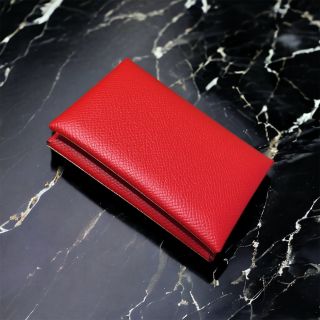 エルメス(Hermes)のHERMES カードケース　カルヴィ　ルージュクー(名刺入れ/定期入れ)