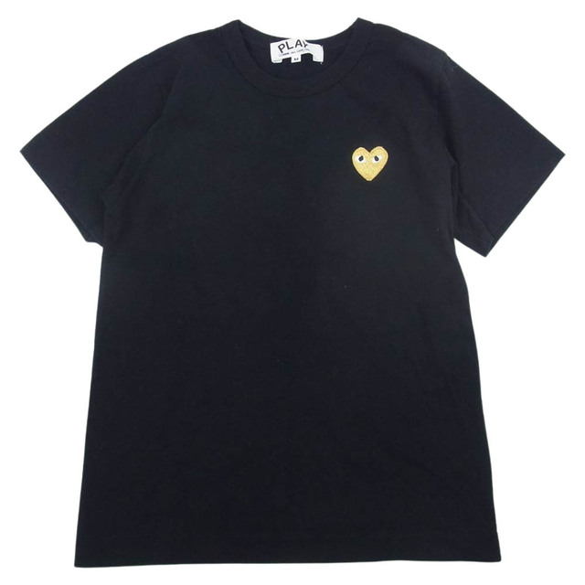 PLAY COMME des GARCONS プレイコムデギャルソン AZ-T215 AD2021 GOLD EMBLEM T-SHIRT ゴールド エンブレム 半袖 Tシャツ ブラック系 M約34cm着丈