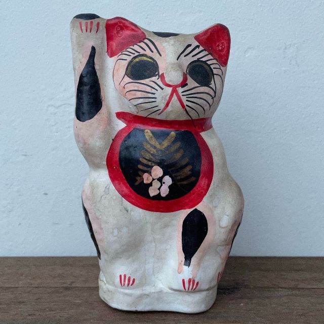 招き猫 昭和 レトロ アンティーク 古道具 骨董 福助 張子 招福 商売繁盛