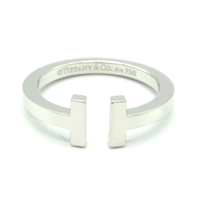 Tiffany & Co. - ティファニー Tスクエアリング K18WG ホワイト