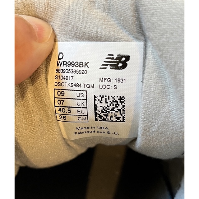 New Balance(ニューバランス)のNew Balance ニューバランス 993bk ブラック メンズの靴/シューズ(スニーカー)の商品写真