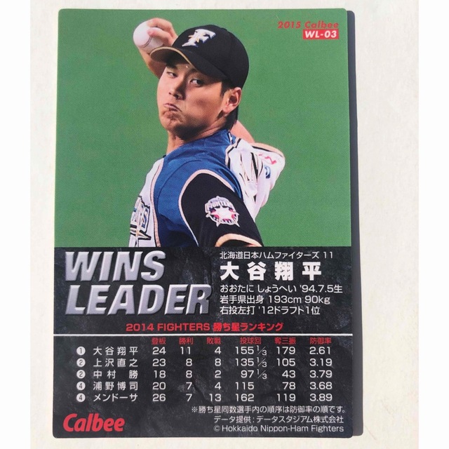 日本ハム2015【カルビープロ野球チップス】大谷翔平◎勝利数通販限定ファイターズ