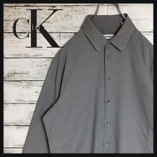 カルバンクライン(Calvin Klein)の【人気カラーグレー】カルバンクライン　長袖スリムフィットシャツ　L C104(シャツ)