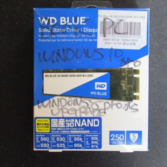 WD M.2 SATA 64層3D NAND 250GB 5年保証表示有