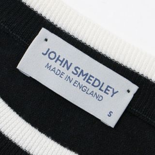 美品 ジョンスメドレー JOHN SMEDLEY ニット セーター プルオーバー ウール 無地 トップス メンズ イングランド製 L ブラック