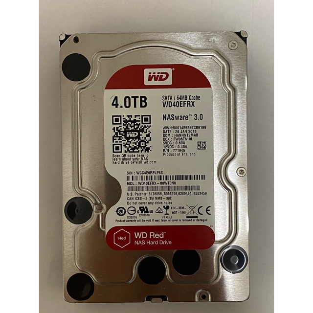 WD40EFRX 4TB HDDPCパーツ