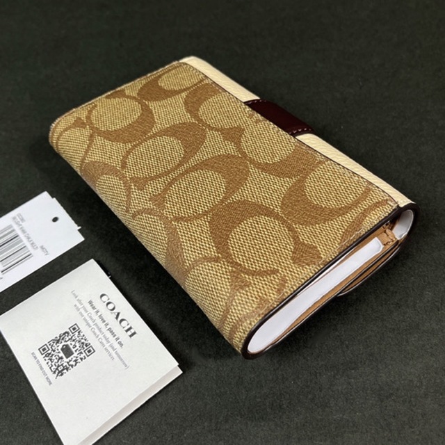 新品/未使用品COACH コーチ長財布 シグネチャー ライトカーキライトブルー8