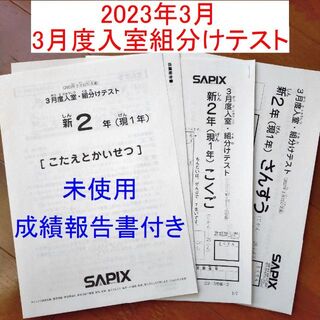 新品 サピックス 2023年3月 新2年生 3月度入室組分けテスト 新小2現小1 ...