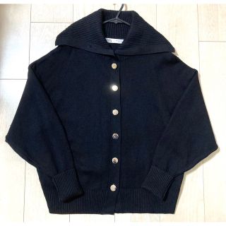 ザラ(ZARA)のZARA ザラ ニット カーディガン 黒(カーディガン)