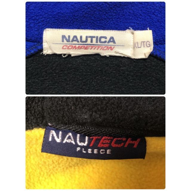 NAUTICA - NAUTICAノーティカ 刺繍 スリーブロゴ 黒×青×黄 切替 XL 