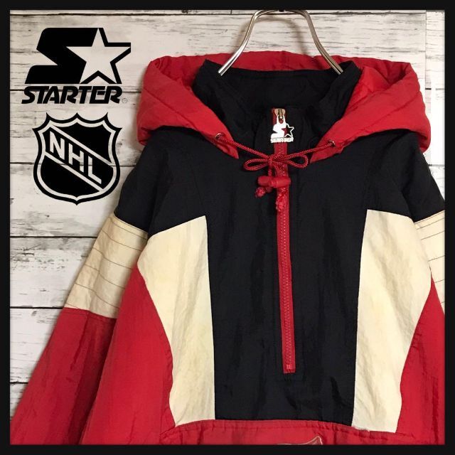 【入手困難】スターター×NHL 刺繍ロゴ入りナイロンジャケット　人気Ｌ　J23