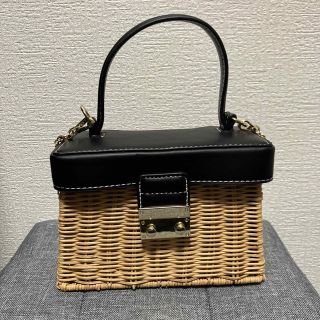 ザラ(ZARA)のZARA カゴバッグ　ショルダー　ブラック(かごバッグ/ストローバッグ)