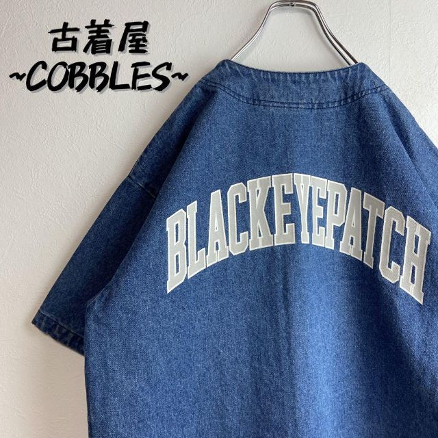 BLACK EYE PATCH DENIM BASEBALL SHIRT