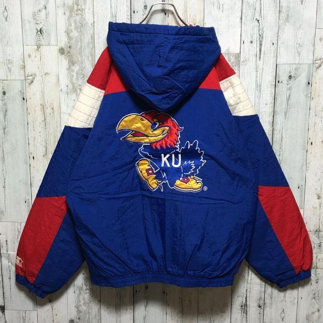 STARTER カンザス大学 刺繍 アノラックブルゾン 両面デザイン 中綿