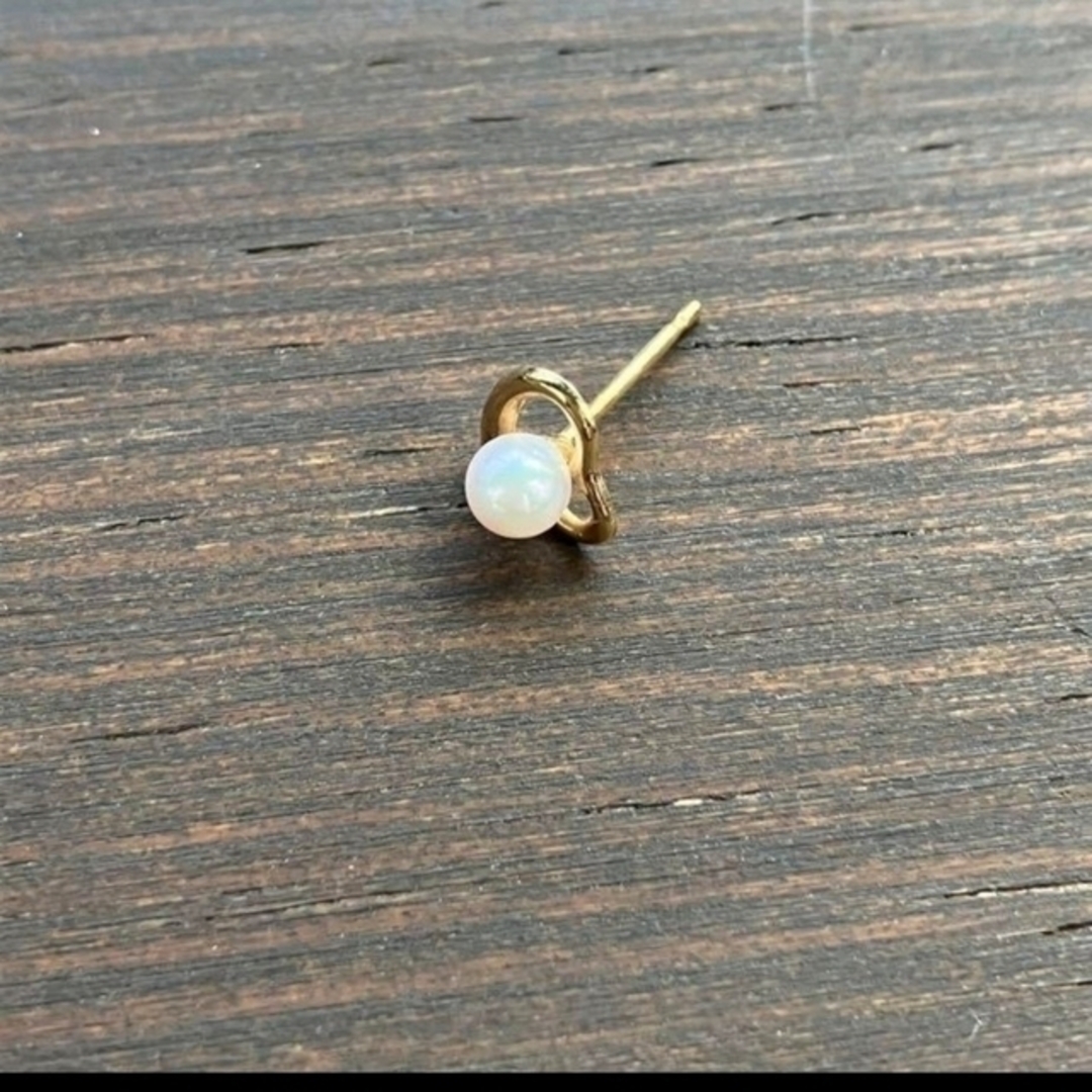 白 フリル付 ミキモト ピアス ハート パール k18 ゴールド | alamiah