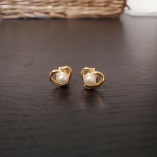 ミキモト(MIKIMOTO)のミキモト ピアス ハート パール k18 ゴールド(ピアス)