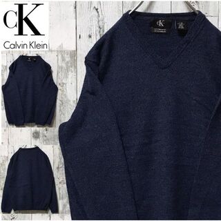 カルバンクライン(Calvin Klein)のCalvin Klein ウール100% ネイビーブルー ニット セーター S(ニット/セーター)