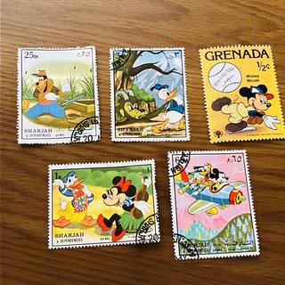 ディズニー(Disney)のSHARJAH ミッキーマウス　切手　海外　外国　使用済み(使用済み切手/官製はがき)