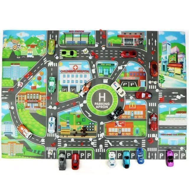 2個セット!!地図おもちゃ交通町マップ子供部屋マットキッズ 58*83cm