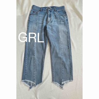 グレイル(GRL)の【値下げ】切りっぱなしのすそが可愛い♡センター切替ワイドデニムGRLジーンズ(デニム/ジーンズ)