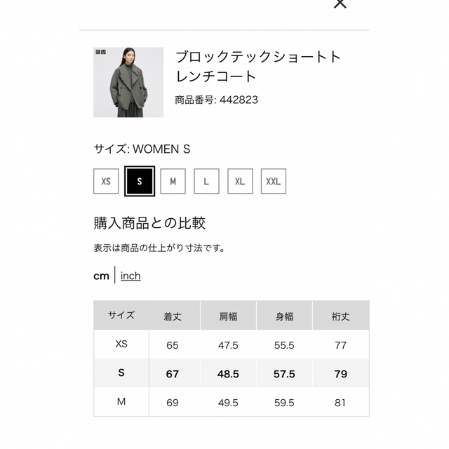 UNIQLO(ユニクロ)のブロックテックショートトレンチコート レディースのジャケット/アウター(トレンチコート)の商品写真