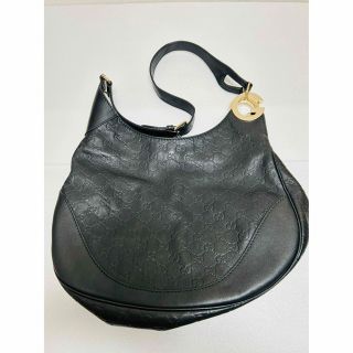 【美品】GUCCI グッチ レザー シマ ブラック ショルダーバッグ 黒