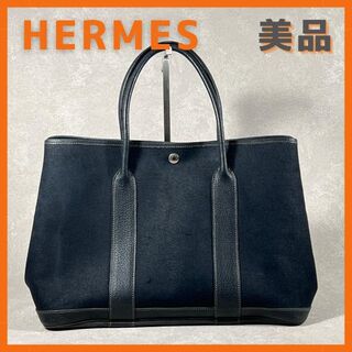 エルメス(Hermes)のHERMES ガーデンパーティーPM トワルオフィシェ　黒　□H刻印(トートバッグ)