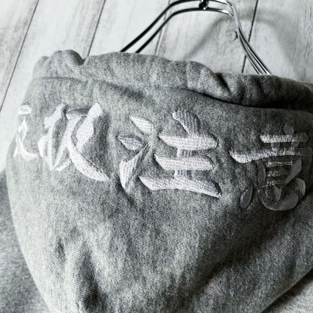 jin dogg着 XL】ブラックアイパッチ 取扱注意 両面刺繍 パーカー 灰
