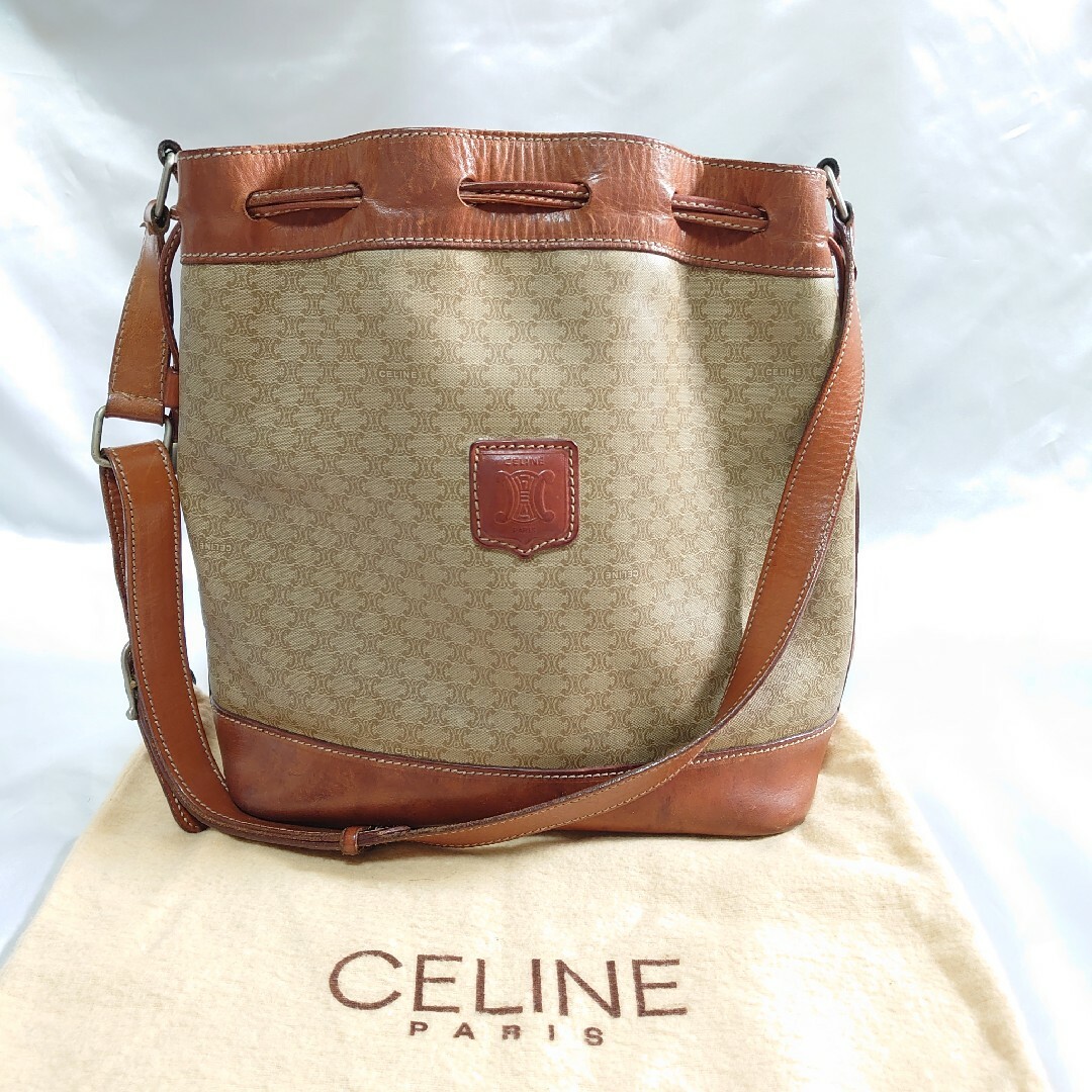 CELINE マカダム柄 ショルダーバッグ 巾着バッグ