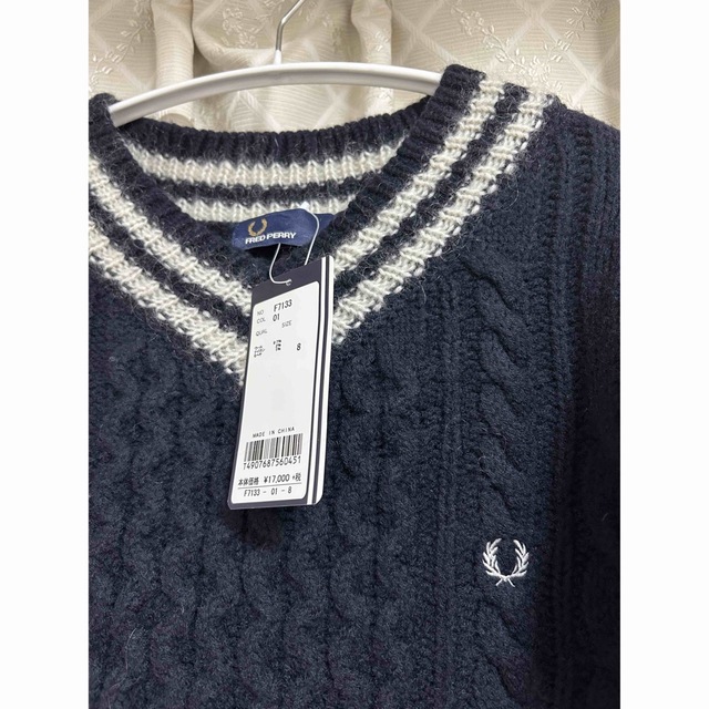 FRED PERRY(フレッドペリー)の新品・タグ付き✨FRED PERRYケーブルニットセーターSサイズ レディースのトップス(ニット/セーター)の商品写真