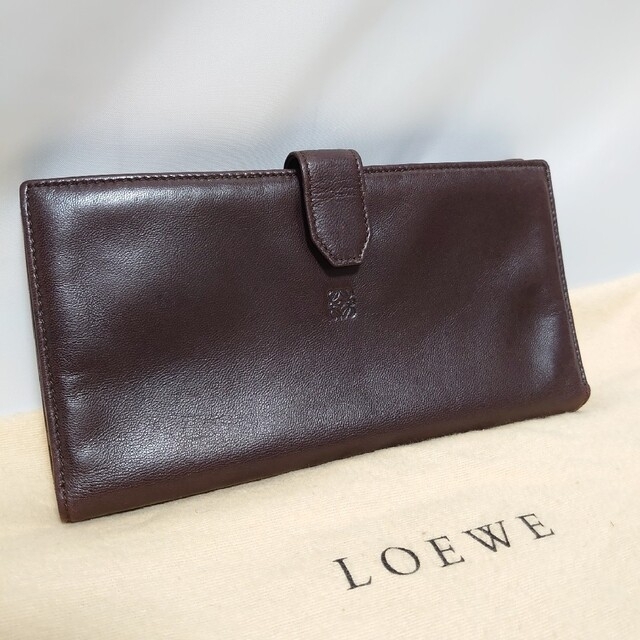 美品 LOEWE 二つ折り長財布 Wジップ ダークブラウン