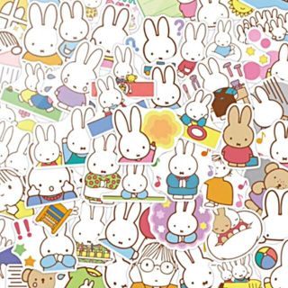 【新品未使用】 ミッフィー miffy 48枚 防水☆大きめステッカー シール(キャラクターグッズ)