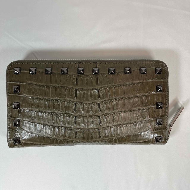 クロコダイルラウンドファスナーウォレット ダークグリーン メンズのファッション小物(長財布)の商品写真