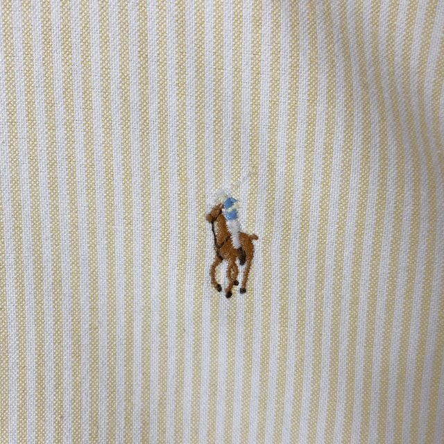 Ralph Lauren(ラルフローレン)の人気アイテム　ラルフローレン　イエロー　ストライプ　古着　春　長袖　BDシャツ メンズのトップス(シャツ)の商品写真