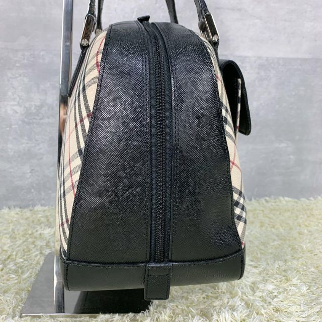 ベルギー製 バーバリー ミニボストン ノバチェック キャンバス レザー