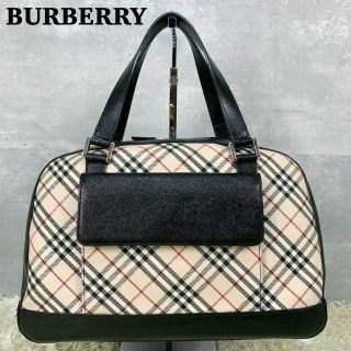 ベルギー製 バーバリー ミニボストン ノバチェック キャンバス レザー