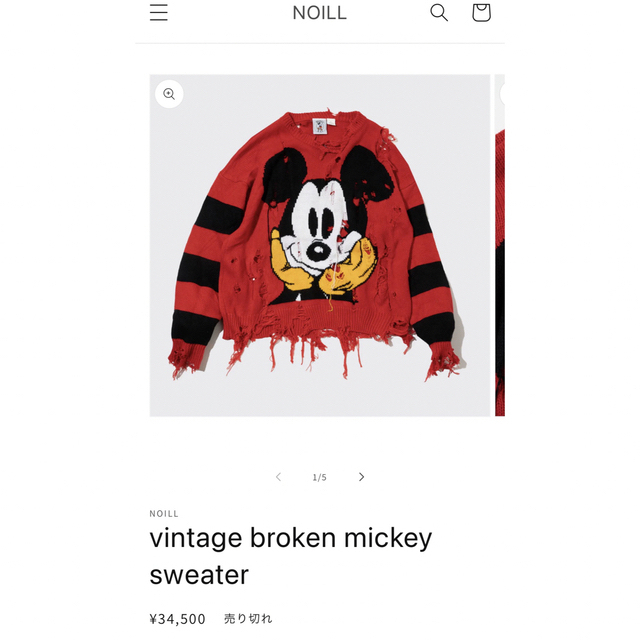 メンズNoill 購入　vintage broken mickey sweater