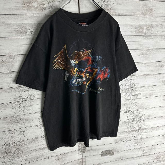 【極美品】ハーレーダビッドソン ビッグプリント 希少カラー tシャツ.