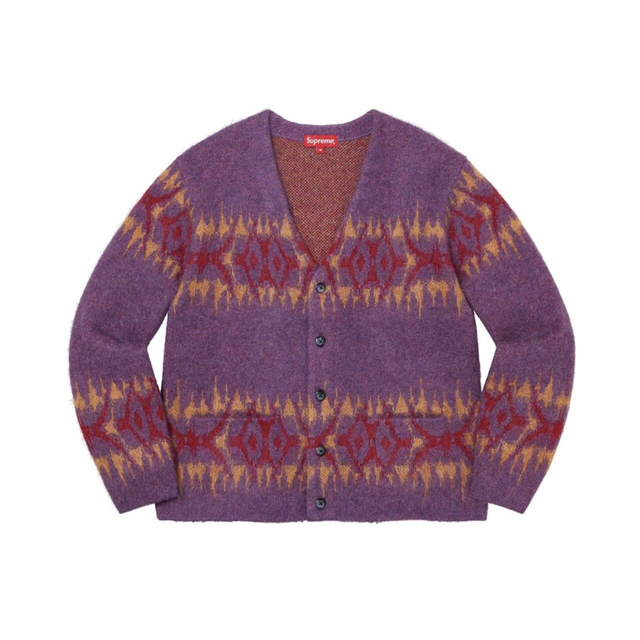 XL 紫 Supreme Abstract Stripe Cardigan 新品 数量限定セール 23400円