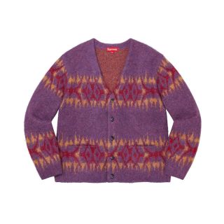 シュプリーム(Supreme)のXL 紫 Supreme Abstract Stripe Cardigan 新品(カーディガン)