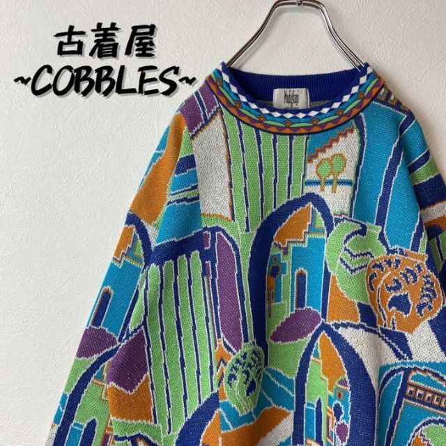 イタリア製デザインニット】古着vintage レトロ感抜群◎ 90s一点もの