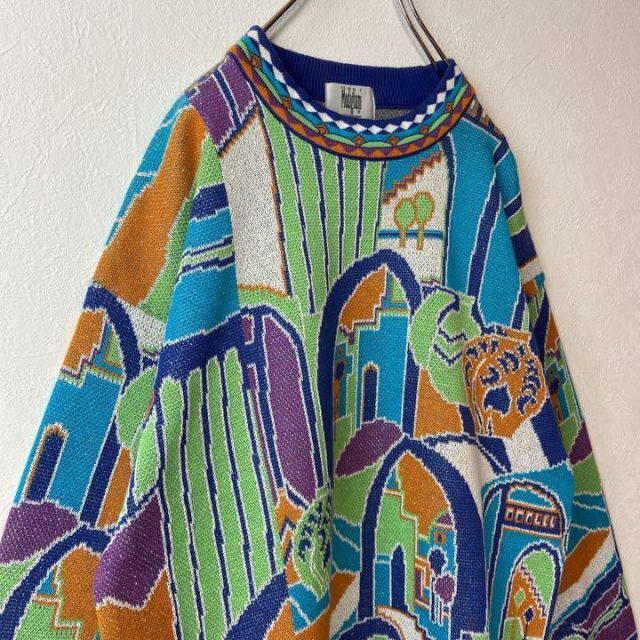 イタリア製デザインニット】古着vintage レトロ感抜群◎ 90s一点もの