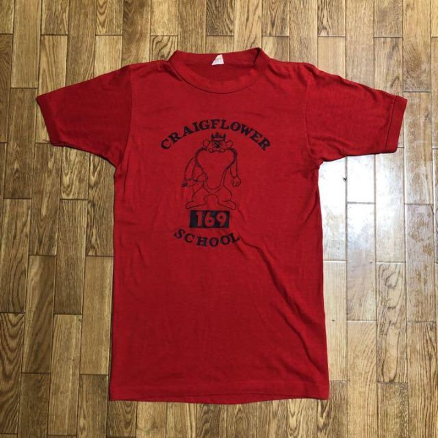 GYM MASTER(ジムマスター)の70s カナダ製 GYM MASTER Tシャツ 赤 Craigflower M メンズのトップス(Tシャツ/カットソー(半袖/袖なし))の商品写真