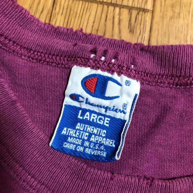 Champion(チャンピオン)の90s USA製 champion Tシャツ 紫 Lサイズ 古着　ヴィンテージ メンズのトップス(Tシャツ/カットソー(半袖/袖なし))の商品写真