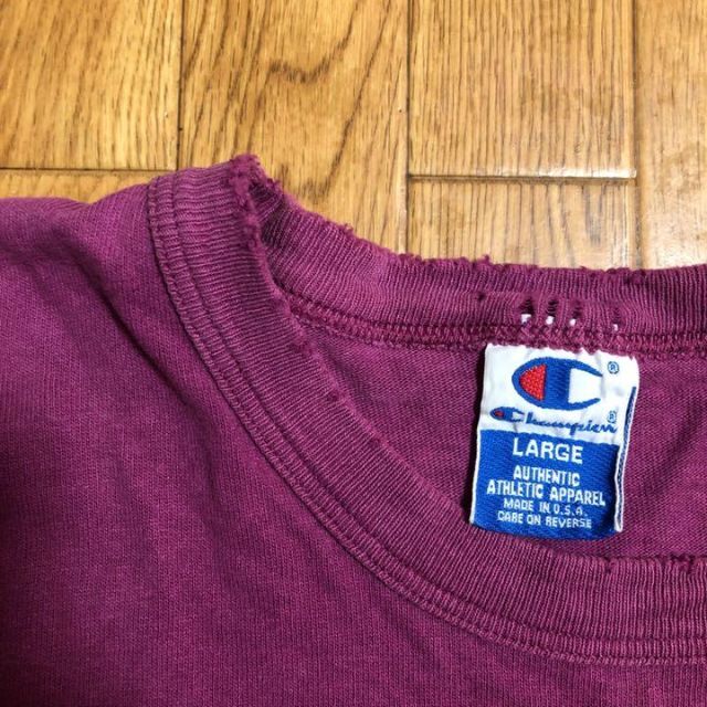Champion(チャンピオン)の90s USA製 champion Tシャツ 紫 Lサイズ 古着　ヴィンテージ メンズのトップス(Tシャツ/カットソー(半袖/袖なし))の商品写真