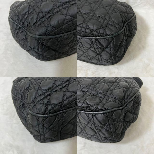 良品】Christian Dior カナージュ レザー ナイロン ハンドバッグ
