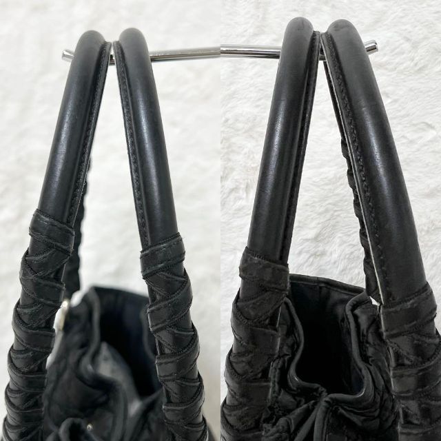 良品】Christian Dior カナージュ レザー ナイロン ハンドバッグ