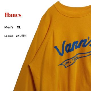 ヘインズ(Hanes)の90S ベーンズカレッジロゴスウェットトレーナー　オレンジ　ロゴ　メンズXL古着(スウェット)